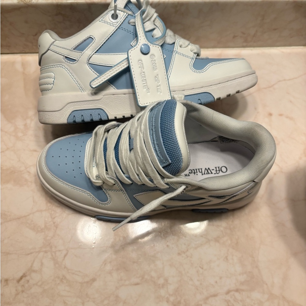 Off-White Kids Light Blue and White Sneakers